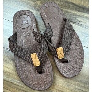 NEW Men's Kuailu Brown Flip Flops Sandals Size 9 Yoga Mat Foam Thongs